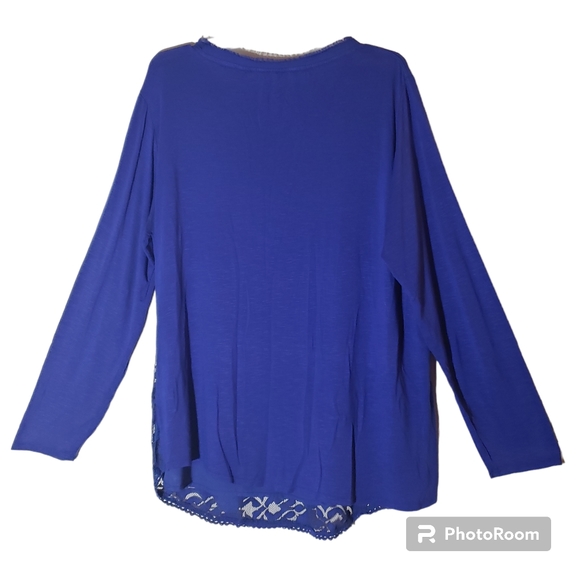 Westbound women's plus size 1X embellished laced front pullover blouse. 890 - Picture 4 of 5